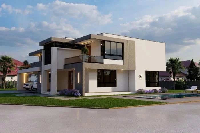 Maison Moderne à Deux Étages De 5 Chambres