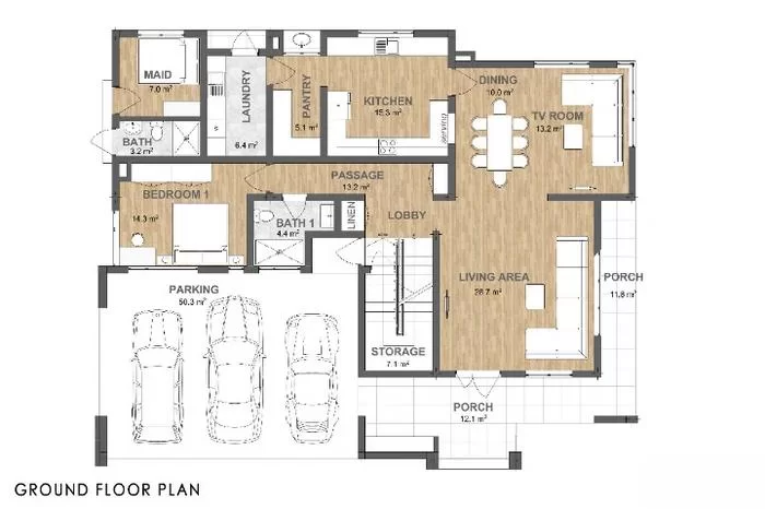 Maison Moderne à Deux Étages De 5 Chambres